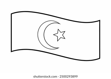 Vector Line Art of Algeria Country Flag Icon, Clipart, Logo Illustration