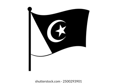 Vector Line Art of Algeria Country Flag Icon, Clipart, Logo Illustration