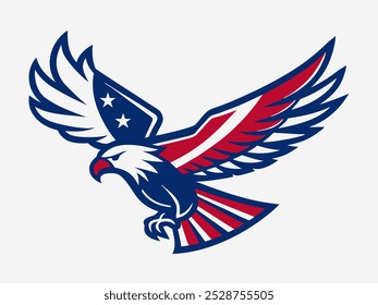 Vector Line Art of American Eagle Flying in Classic Style