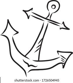 vector line art anchor. icon for summer set 
