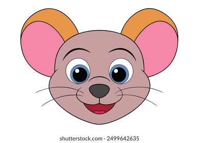 Ilustración del ratón de la línea del Vector de las caras animales en el fondo blanco, icono del logotipo del Vector, Clipart