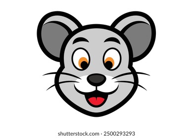 Vector Line Art of Animal Faces Mouse Illustration on White Background, Vector Logo Icon, Clipart