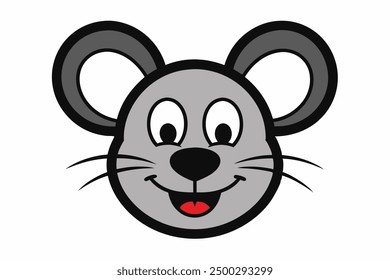 Ilustración del ratón de la línea del Vector de las caras animales en el fondo blanco, icono del logotipo del Vector, Clipart