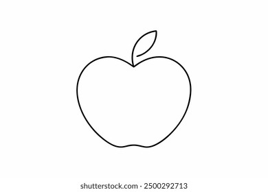 Vector Line Art Apple on White Background Vector Illustration, Logo Icon and Clipart
