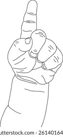 Vector line art of a baby's hand pointing upward, representing curiosity, growth, and exploration