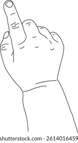 Vector line art of a baby's hand pointing upward, representing curiosity, growth, and exploration