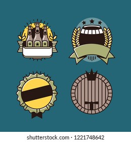 Vector Line Art Badge. Craft Beer Logo. Vintage Label for Brew House or Pub. Retro Brewery Template and Design Element. 