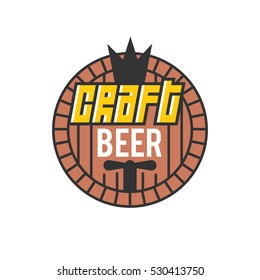 Vector Line Art Badge. Craft Beer Logo. Vintage Label for Brew House or Pub. Retro Brewery Template and Design Element