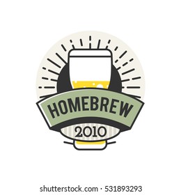 Vector Line Art Badge. Craft Beer Logo. Vintage Label for Brew House or Pub. Retro Brewery Template and Design Element. 