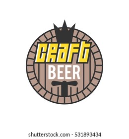 Vector Line Art Badge. Craft Beer Logo. Vintage Label for Brew House or Pub. Retro Brewery Template and Design Element. 