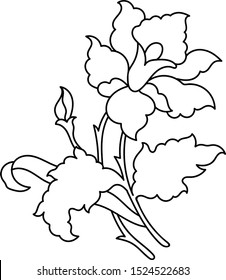 Vector line art beautiful flower.