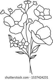 Vector line art beautiful flower - Shutterstock ID 1537424231