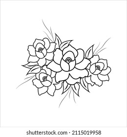 Vector line art beautiful flower