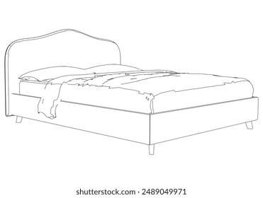 Vector Line Art of Bed. Simple and Elegant Design for Interior and Bedroom Inspiration