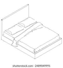 Vector Line Art of Bed. Simple and Elegant Design for Interior and Bedroom Inspiration