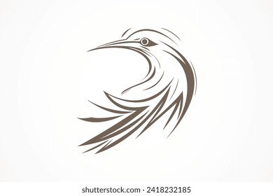arte de la línea vectorial del diseño gráfico del vector.Logotipo de dibujo minimalista utilizable para empresas, promoción de marca, identidad, marketing, etc. que se relacionan con aves, mosca, vida silvestre, naturaleza, animal, 