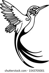 Vector line art bird tattoo