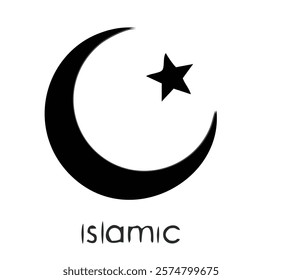 Vector Line Art Black Crescent Islamic Symbol