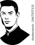 Vector line art black and white  of Cristiano Ronaldo