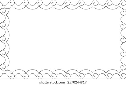 Vector Line art Black and White Boarder designs for Frame and page decoration