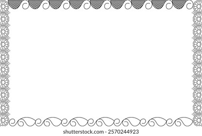 Vector Line art Black and White Boarder designs for Frame and page decoration