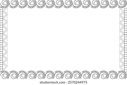 Vector Line art Black and White Boarder designs for Frame and page decoration