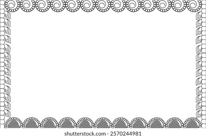 Vector Line art Black and White Boarder designs for Frame and page decoration