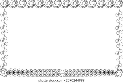 Vector Line art Black and White Boarder designs for Frame and page decoration