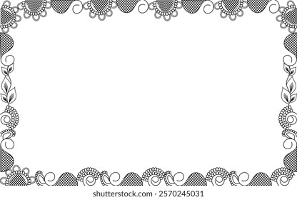 Vector Line art Black and White Boarder designs for Frame and page decoration