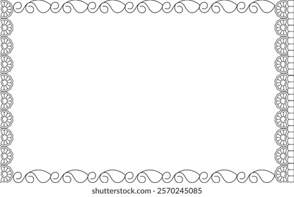 Vector Line art Black and White Boarder designs for Frame and page decoration