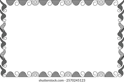 Vector Line art Black and White Boarder designs for Frame and page decoration