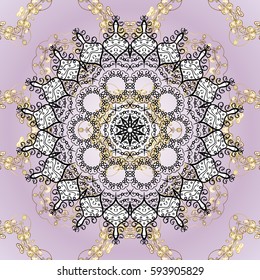 Vector line art border for design template. Eastern style element. Golden outline floral decor. Vector sketch for invitations, cards, certificate, thank you message, page. Golden element on background