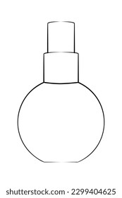 Vector line art bottle for clothes perfume, black line, white background