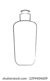 Vektorgrafik-Flasche für Hautfeuchtigkeitsgel, schwarzer Umriss, weißer Hintergrund