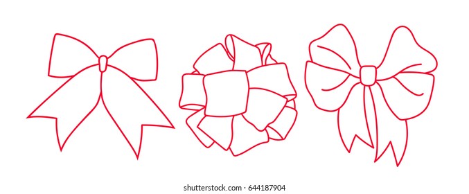 Vector line art bow icon set gift decorative elements
