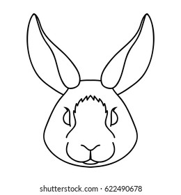 Vector line art bunny head farm animal zoo icon 