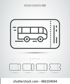 Vector line art bus ticket icon design. Simple and clean icon set. Bus icon in a minimalistic style.