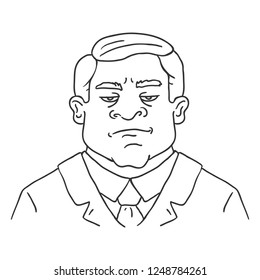Vector Line Art Business Avatar - Brutal Men in Suit. Male Character Portrait.
