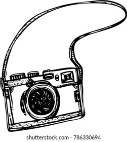 the vector line art of camera design for art work