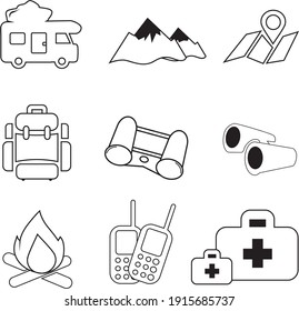 Vector Line Art Camping Adveture