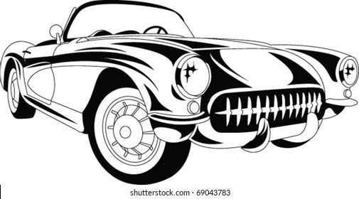 Vector Line Art Car