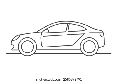 Vector line art car with white background.