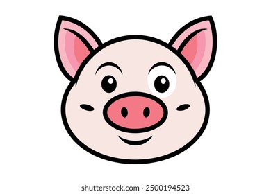 Vektorgrafik-Linie Art Cartoon Schwein Gesicht auf weißem Hintergrund niedlich Tier ClipArt, Logo-Symbol