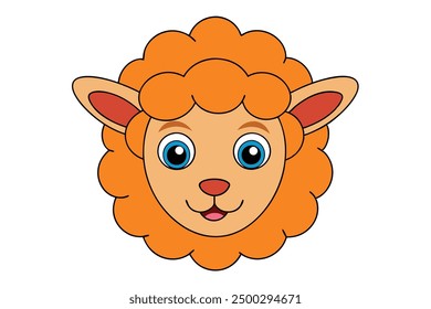 Arte de la línea de Vector Cartoon Sheep Face Cute Animal Clip Art Illustration