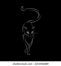 vector line art cat grey amazing, eps.10