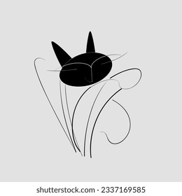 Vektorgrafik-Katze-Illustration. Minimale Katze, glatte Linien, Vektorsymbol in Umrissen. Linear stilisiert.