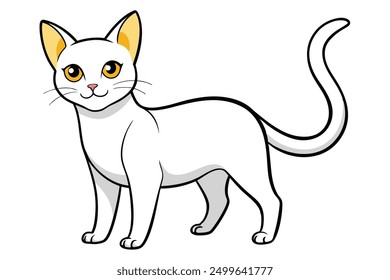 Vector Line Art of a Cat on White Background Vector Illustration, Logo Icon, Clipart