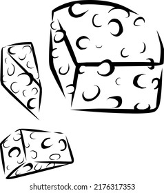 Vector line art of cheese for properties graphic design