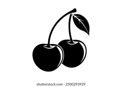 Vector Line Art Cherry on White Background Vector Illustration Logo Icon Clipart