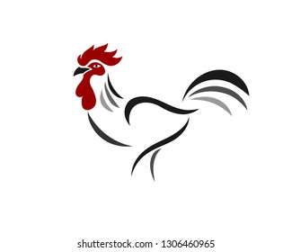 vector line art chicken rooster logo design inspiration